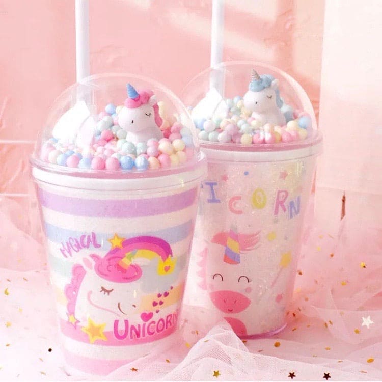 Double Layer Dream Unicorn Jar, Cartoon Plastic Water Cup With Straw & Lid Double Layer Dream Unicorn Jar, Cartoon Plastic Water Cup With Straw & Lid